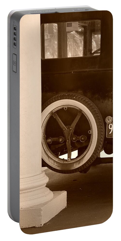 Sepia Portable Battery Charger featuring the photograph 1926 Model T Ford #9 by Rob Hans