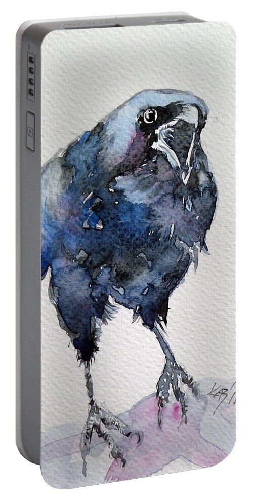 Crow Portable Battery Charger featuring the painting Crow #8 by Kovacs Anna Brigitta