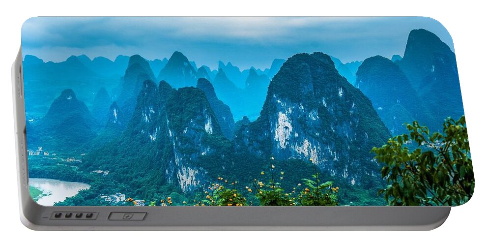Karst Portable Battery Charger featuring the photograph Karst mountains landscape #9 by Carl Ning