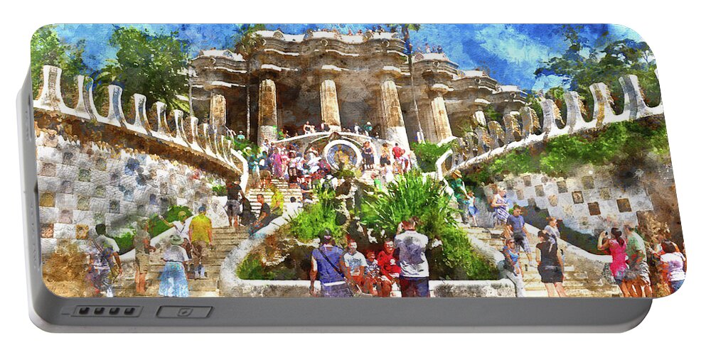  Guell Portable Battery Charger featuring the photograph Parc Guell in Barcelona Spain #9 by Brandon Bourdages