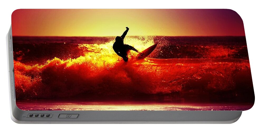 Surfing Portable Battery Charger featuring the photograph Surfing #9 by Jackie Russo