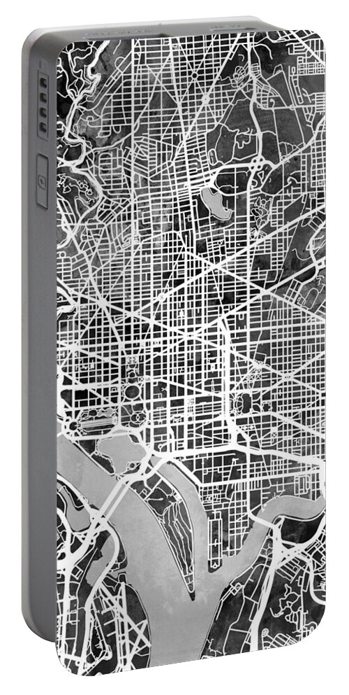Street Map Portable Battery Charger featuring the digital art Washington DC Street Map by Michael Tompsett