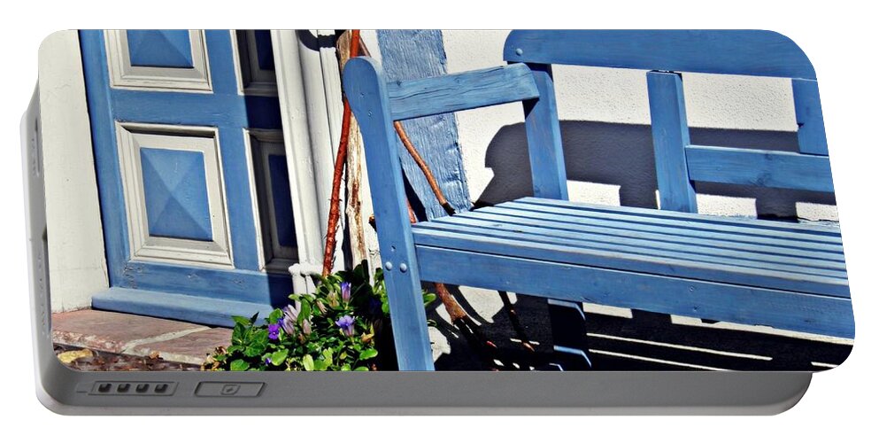 Bench Portable Battery Charger featuring the photograph A Bench in Eltville 3 by Sarah Loft