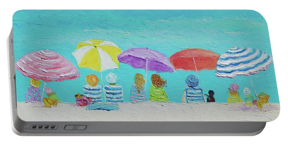 Beach Portable Battery Charger featuring the painting A Breezy Summers Day by Jan Matson