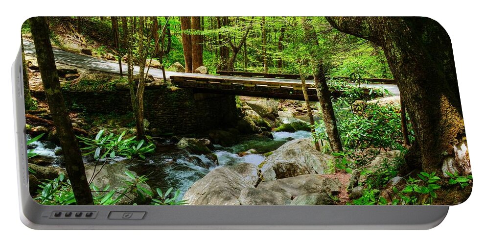 Bridge Over Bubbled Water Portable Battery Charger featuring the photograph A Bridge Over Bubbled Water by Mel Steinhauer