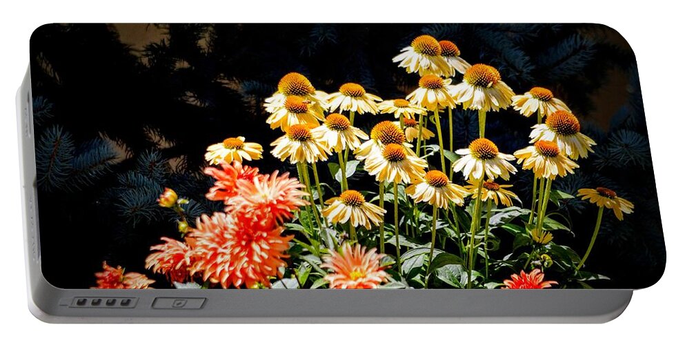 Floral Portable Battery Charger featuring the photograph A Bright Flower Patch by AJ Schibig