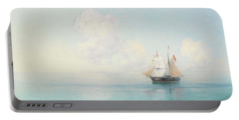 Ivan Konstantinovich Aivazovsky (russian Portable Battery Charger featuring the painting A Calm Morning at Sea by MotionAge Designs
