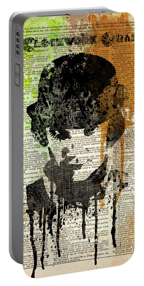 A Clockwork Orange Portable Battery Charger featuring the painting A clockwork orange on dictionary page by Art Popop