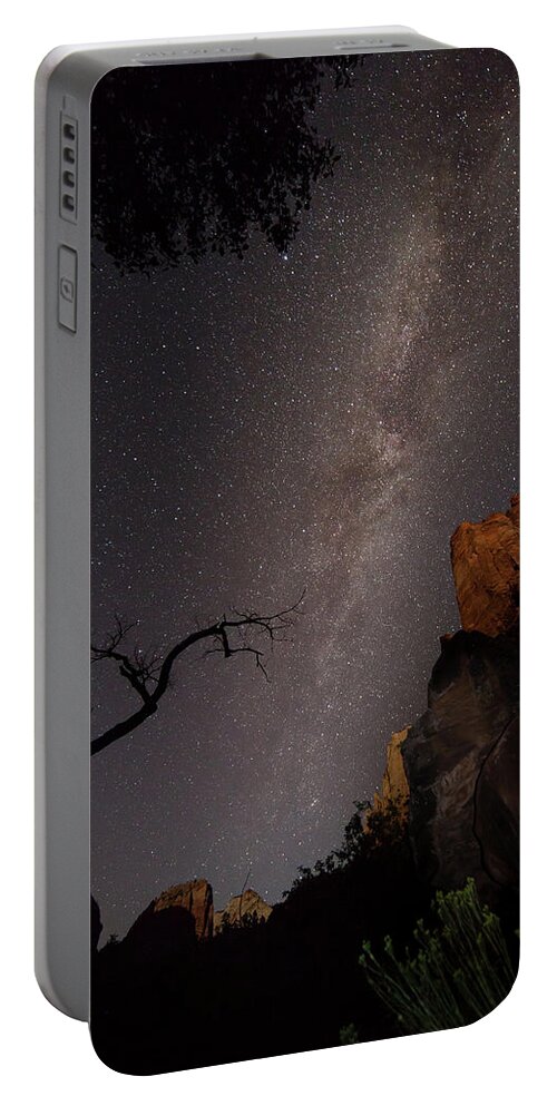 Milkyway Portable Battery Charger featuring the photograph A Dark Night In Zion Canyon by David Watkins