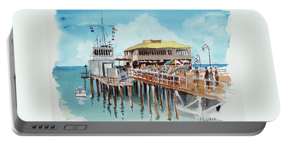 Marine Portable Battery Charger featuring the painting A Day at the Shore by John Crowther