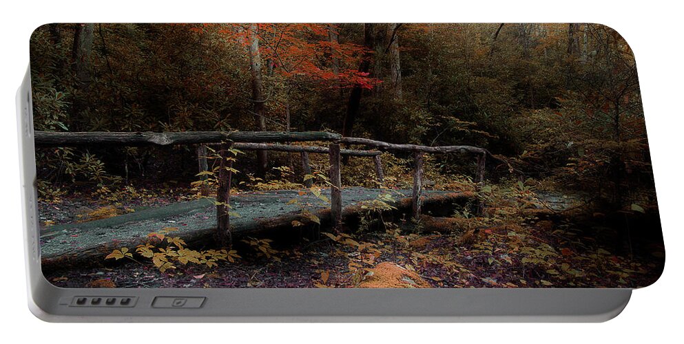Nature Trail Bridge Portable Battery Charger featuring the photograph A Day Hiking by Mike Eingle