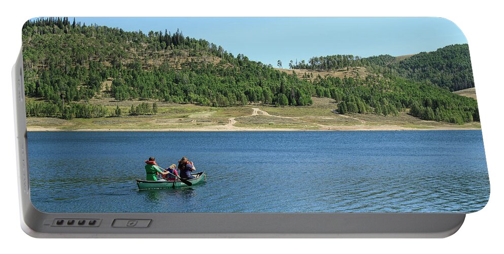 Cleveland Reservoir Portable Battery Charger featuring the photograph A Day in a Canoe by K Bradley Washburn