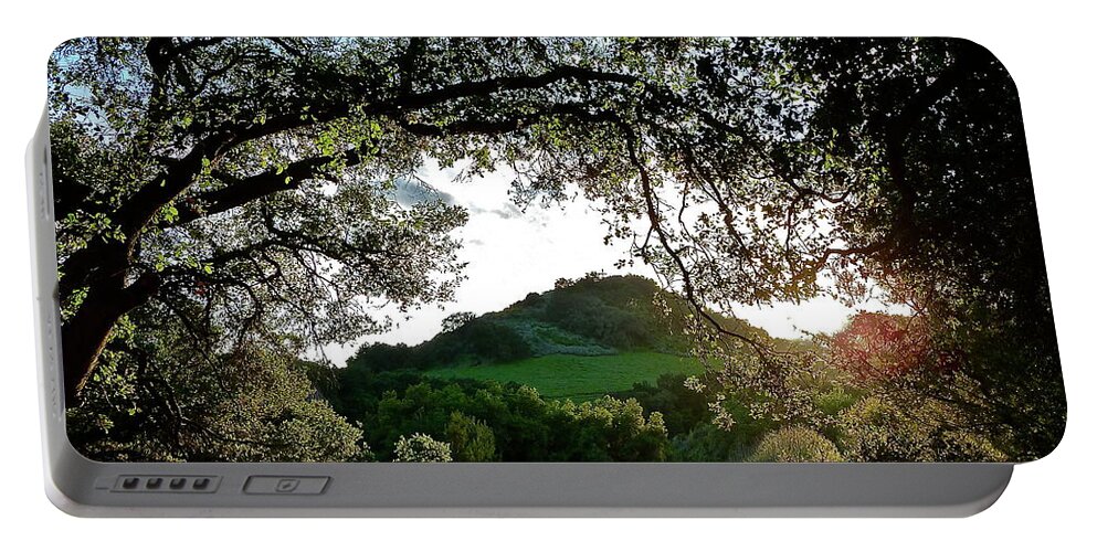 Landscape Portable Battery Charger featuring the photograph A Distant Cross by Diana Hatcher