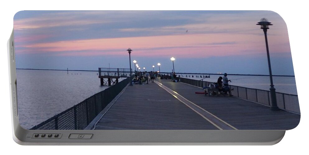 Pier Portable Battery Charger featuring the photograph A final walk on the fishing pier by Shawn M Greener