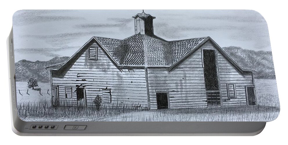 Carriage House Portable Battery Charger featuring the drawing A Forgotten Past by Tony Clark