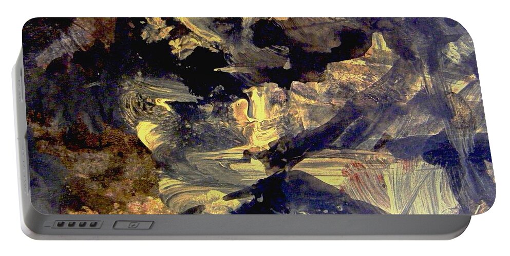 Abstract Mountain Painting Portable Battery Charger featuring the painting A Golden Moment by Nancy Kane Chapman