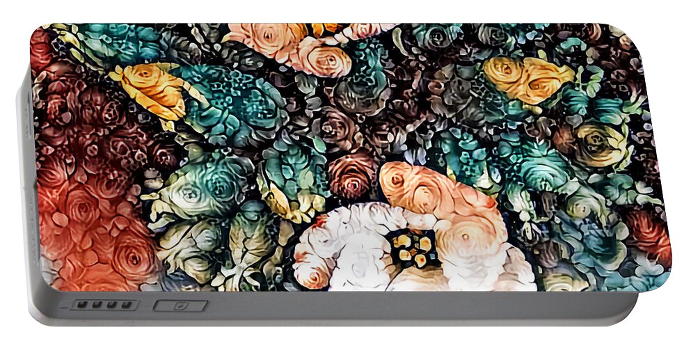 Flowers Portable Battery Charger featuring the digital art A Holiday Bouquet by Jim Pavelle