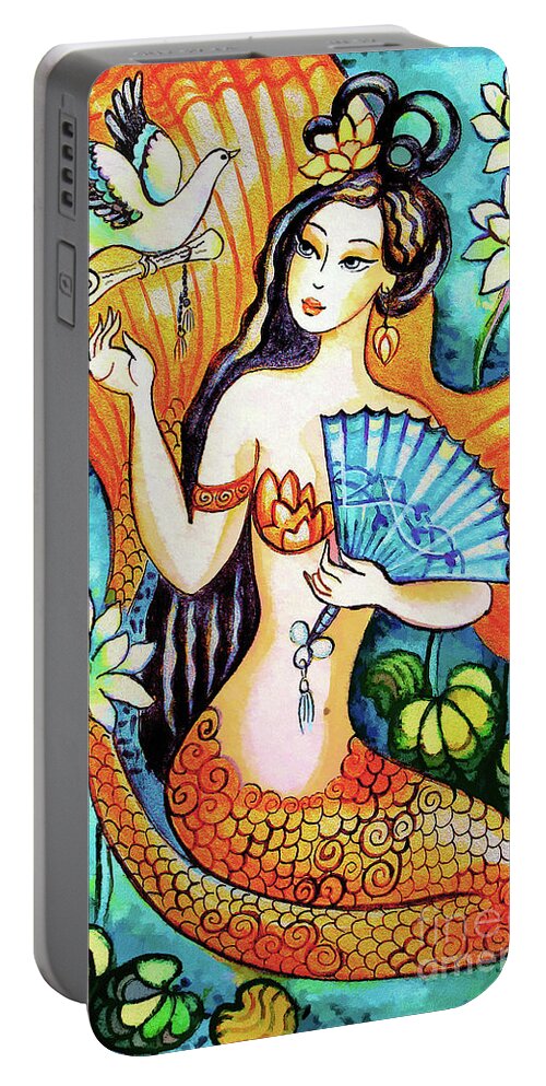 Sea Goddess Portable Battery Charger featuring the painting A Letter from Far Away by Eva Campbell