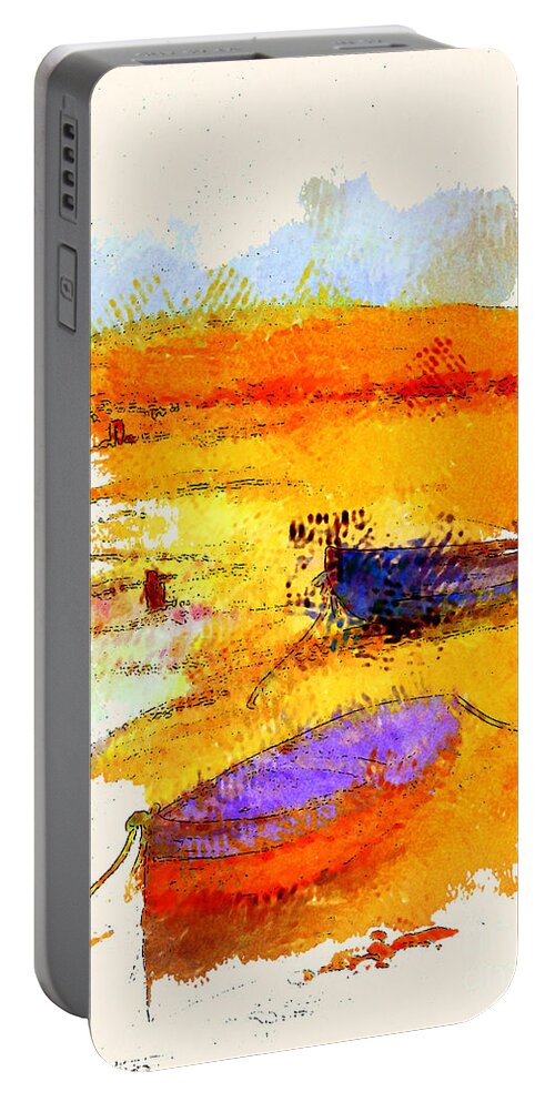 Boats Portable Battery Charger featuring the painting A Little Dingy by Julie Lueders 