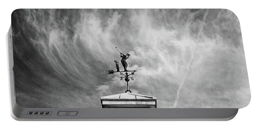 Weather Portable Battery Charger featuring the photograph A Nice Day for Golf - BW by Scott Pellegrin