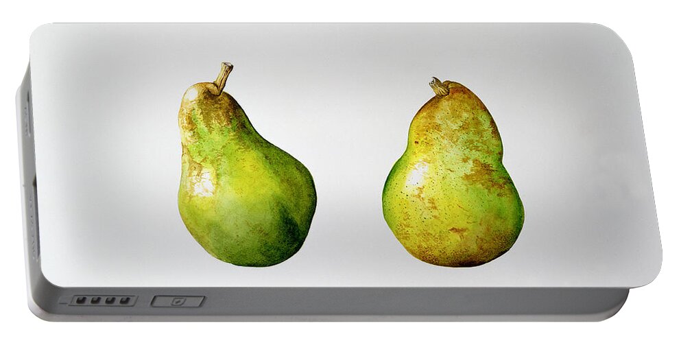 Fruit Portable Battery Charger featuring the painting A Pair of Pears by Alison Cooper