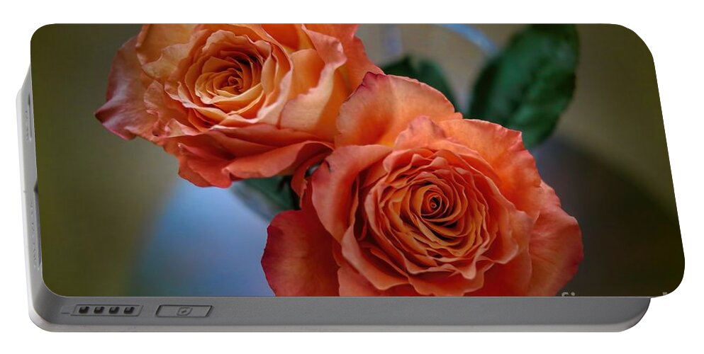 Roses Portable Battery Charger featuring the photograph A Peach Delight by Diana Mary Sharpton