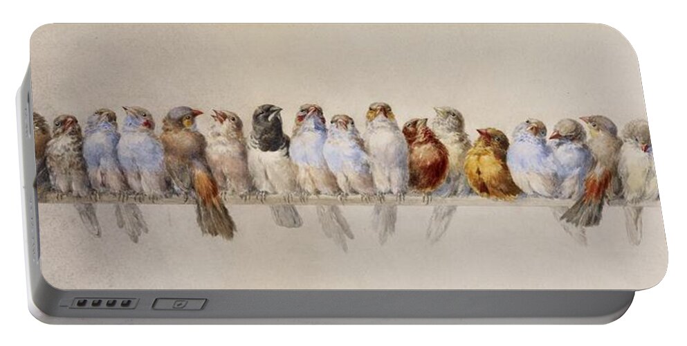 Hector Giacomelli (french Portable Battery Charger featuring the painting A Perch of Birds by Hector Giacomelli