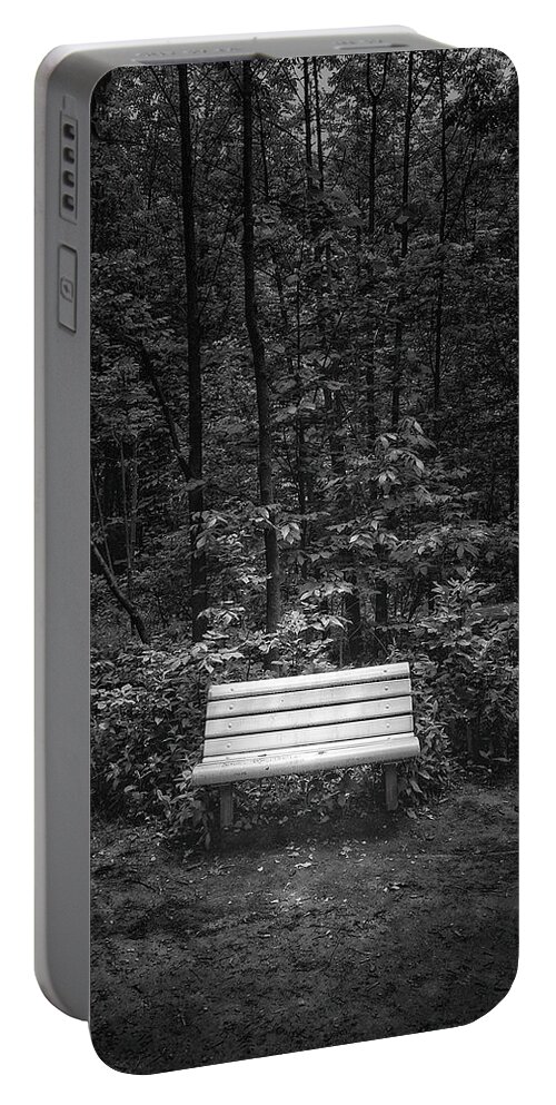 Black And White Portable Battery Charger featuring the photograph A Place to Sit by Scott Norris