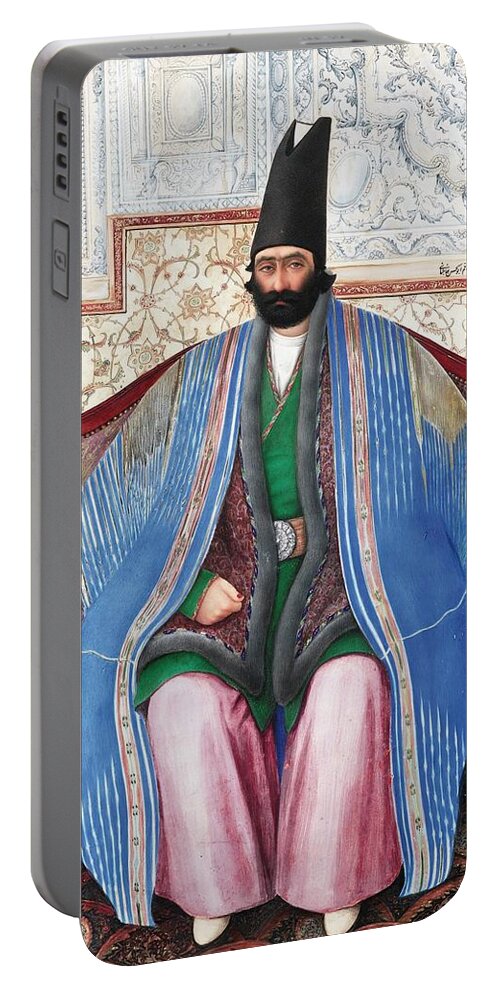A Portrait Of Farrokh Khan Amin Al-dowleh Portable Battery Charger featuring the painting A portrait of Farrokh Khan Amin al-Dowleh by Eastern Accents