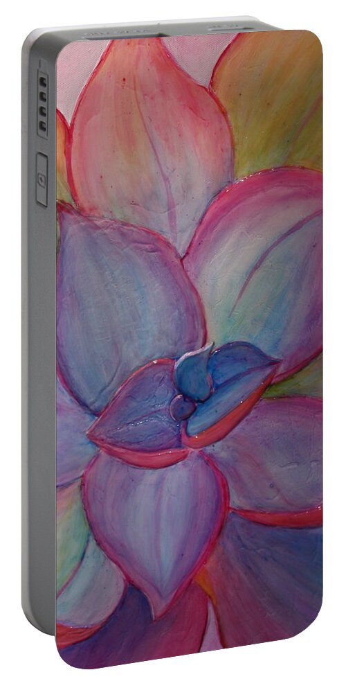 Succulent Portable Battery Charger featuring the painting A Reason For Being by Sandi Whetzel