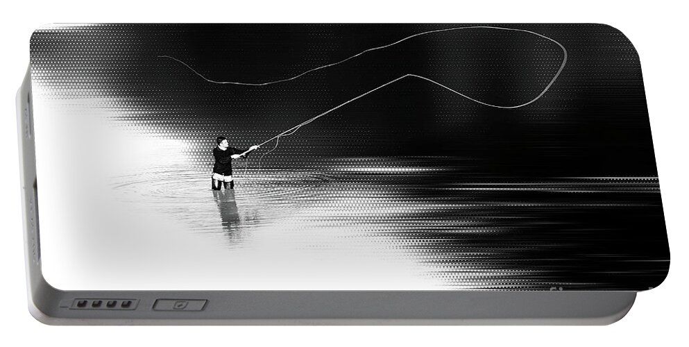 Fly Fisching Portable Battery Charger featuring the photograph A River Runs Through It by Hannes Cmarits