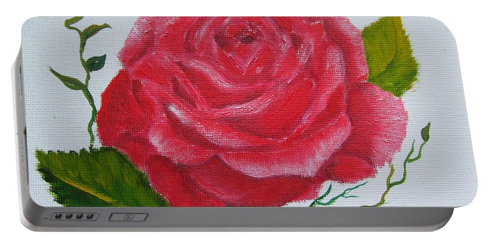 Love Portable Battery Charger featuring the painting A Rose For You by Gloria E Barreto-Rodriguez