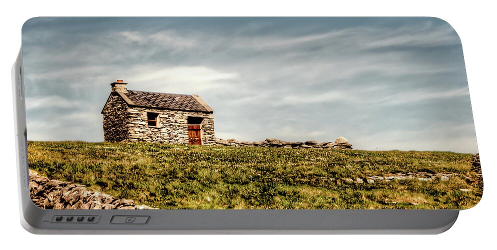 Aran Islands Portable Battery Charger featuring the photograph A Shack on the Aran Islands by Natasha Bishop
