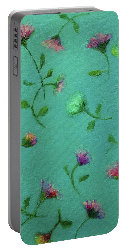 Floral Art Portable Battery Charger featuring the painting A Shower of Flowers by Mary Wolf