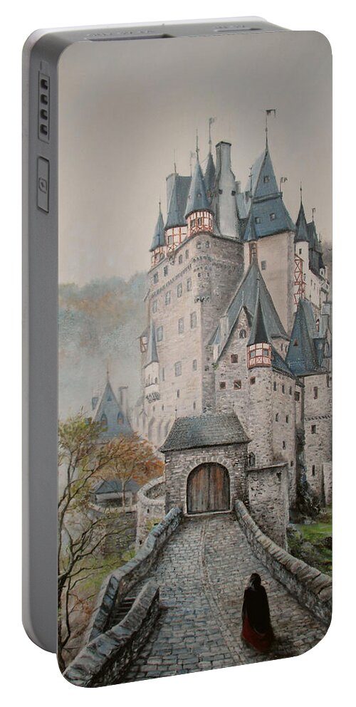 Castlle Portable Battery Charger featuring the painting A story at Eltz Castle by Sorin Apostolescu