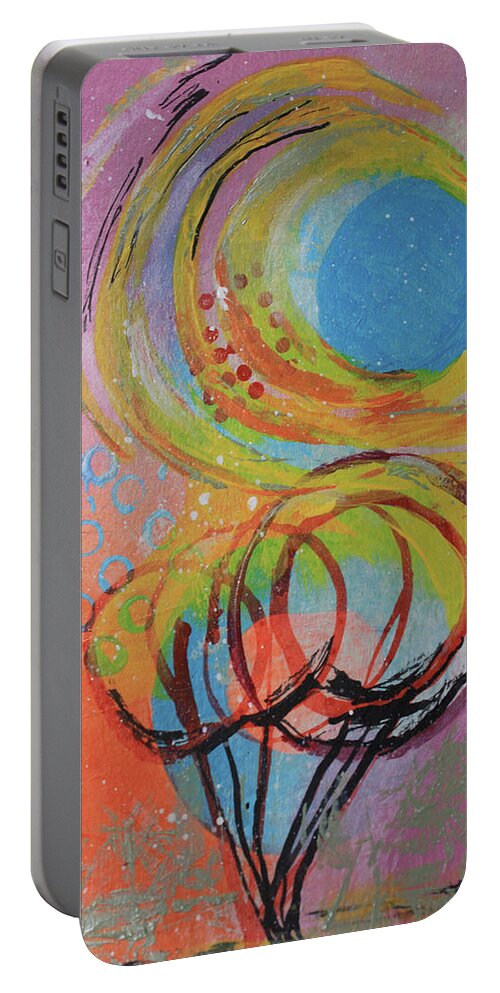 Bright Portable Battery Charger featuring the mixed media A Sunny Day by April Burton