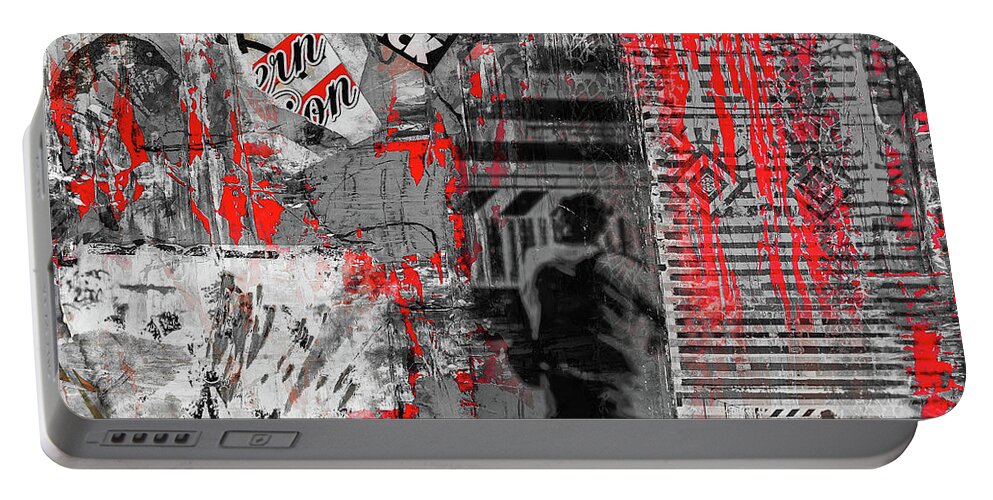Collage Portable Battery Charger featuring the digital art A tourist in Italy by Gabi Hampe