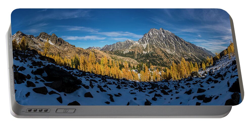 Enchantments Portable Battery Charger featuring the photograph A Valley of Larches 2 by Pelo Blanco Photo