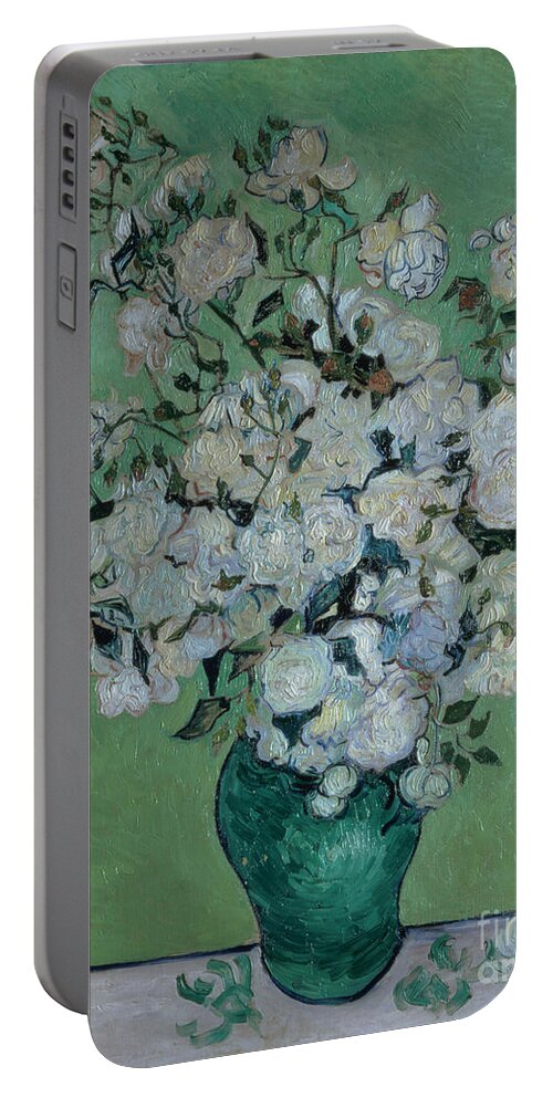 Vase Portable Battery Charger featuring the painting A Vase of Roses by Vincent van Gogh