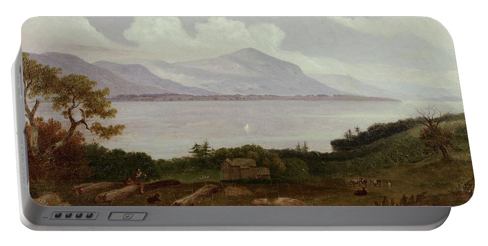A View Of Lake George At Bolton Portable Battery Charger featuring the painting A View of Lake George at Bolton by Henry Warren