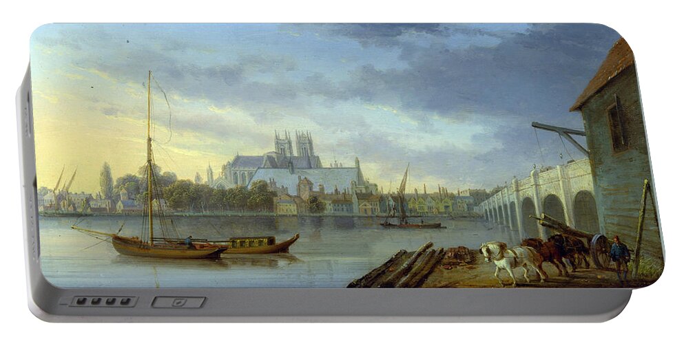 William Anderson Portable Battery Charger featuring the painting A View of Westminster Bridge and the Abbey from the South Side by William Anderson