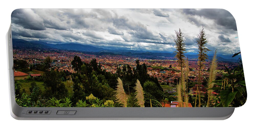View Portable Battery Charger featuring the photograph A Vista Of Cuenca From The Autopista by Al Bourassa