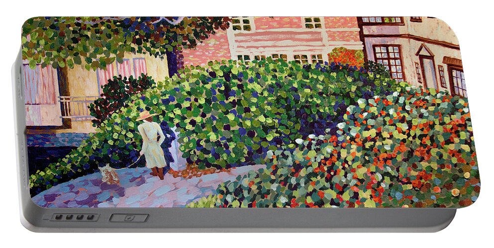 Bonnie Follett Portable Battery Charger featuring the painting A Walk in the Park by Bonnie Follett