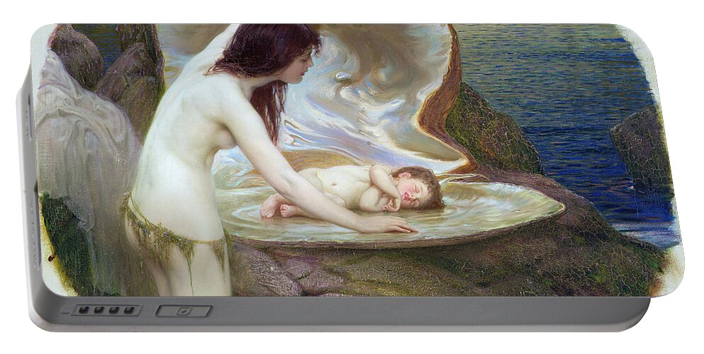 Herbert James Draper Portable Battery Charger featuring the painting A Water Baby by Herbert James Draper