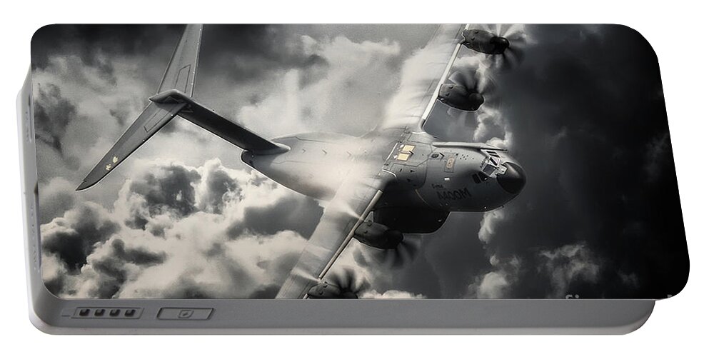 Airbus Portable Battery Charger featuring the digital art A400M Grizzly by Airpower Art