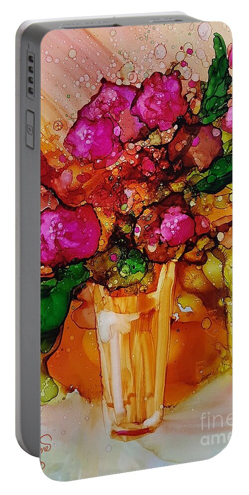 Bright Portable Battery Charger featuring the mixed media Aaaah Spring by Francine Dufour Jones
