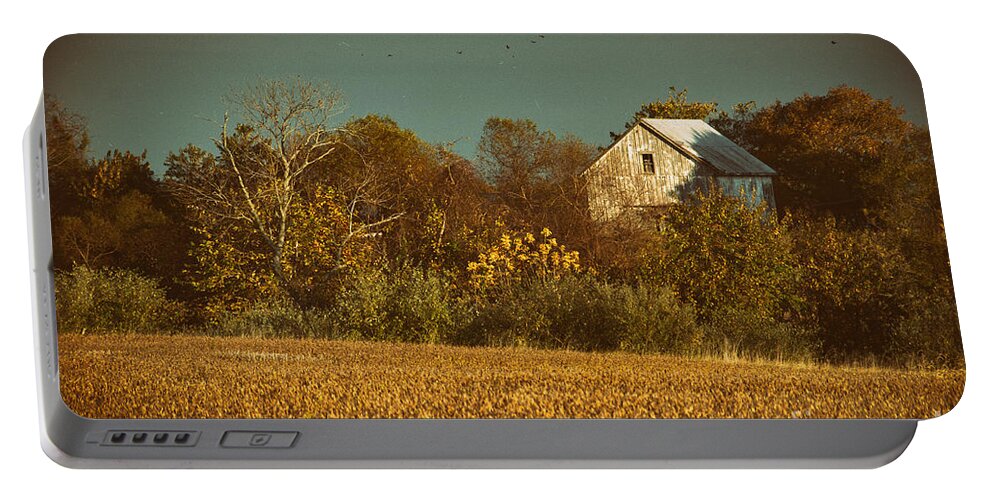 Rural Portable Battery Charger featuring the photograph Abandoned Barn Colorized by PIPA Fine Art - Simply Solid