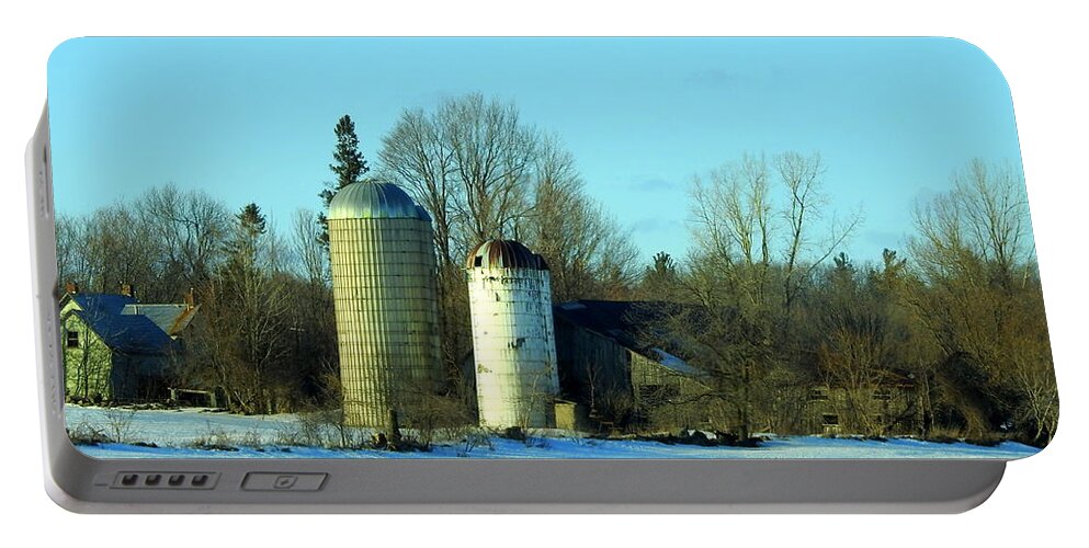 Silo Portable Battery Charger featuring the photograph Abandoned Farm by Betty-Anne McDonald