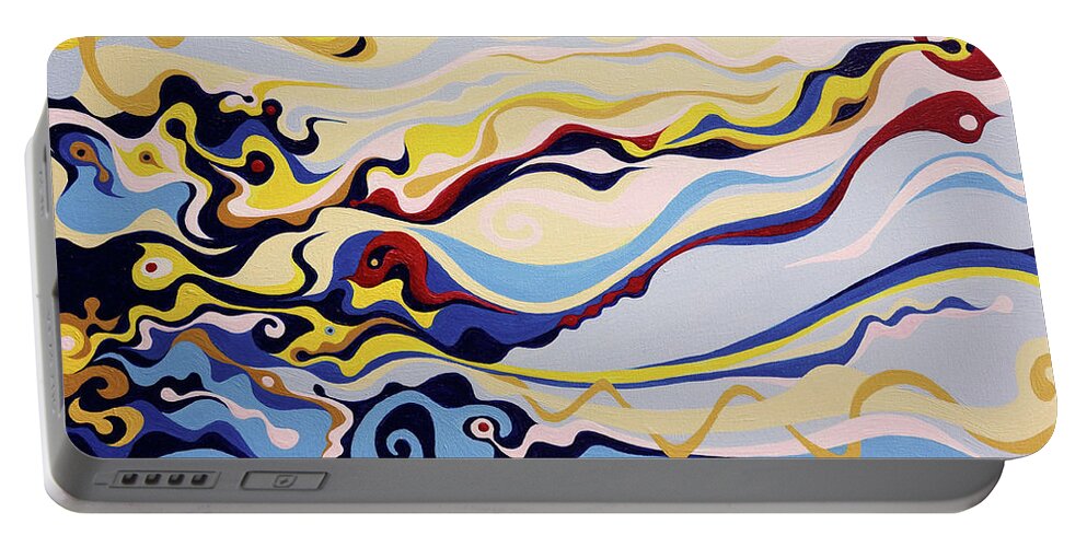 Abstract Portable Battery Charger featuring the painting Above and Beyond by Amy Ferrari