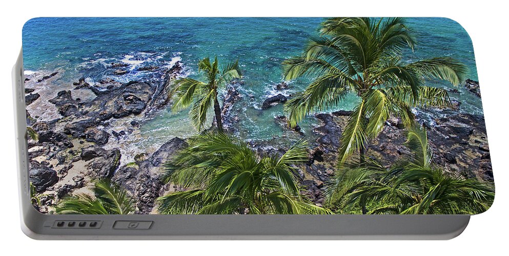 Aerial Palmtrees Ocean Seascape Portable Battery Charger featuring the photograph Above It All by James Roemmling